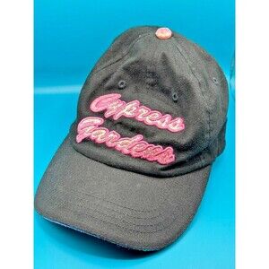 Vintage Cypress Gardens Souvenir Women's Hat - Black and Pink Glitter Cap
